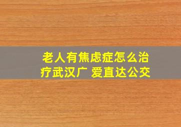 老人有焦虑症怎么治疗武汉广 爱直达公交